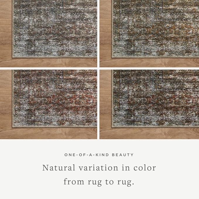 Loloi Amber Lewis Billie Collection, Tobacco & Rust 3'-6" x 5'-6" Area Rug – Antique & Distressed Accent Rugs for Living Room, Bedroom, Entryway & Hallway, No Shed High Traffic Area Home Decor Rug