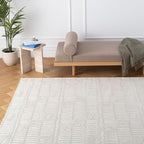 Revival Rugs Shell 6'7"x9' Washable Area Rug for Living Room Bedroom - 100% Recycled Oeko-TEX Certified, Medium Pile, Beige, Cream