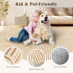 6x9 Area Rug for Living Room - Large Abstract Washable Rugs for Bedroom Non-Slip Orange Dining Room Rug Rainbow Low-Pile Carpet Soft Modern Rug for Office Nursery Room