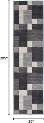 Rugshop Modern Boxes Design Non-Slip (Non-Skid) for Hallway,Entryway,Kitchen Runner Rug 2'7" x 10' Gray
