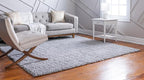 Unique Loom Davos Shag Collection Area Rug - Solid (3' 3" Square, Sterling)