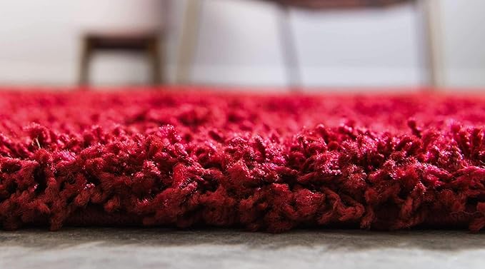 Unique Loom Solid Shag Collection Area Rug (8' x 11' Rectangle, Cherry Red)