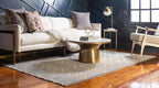 Marilyn Monroe Glam Collection Area Rug - Trellis (6' 1" x 9' Rectangle, Gray Gold/ Gold)