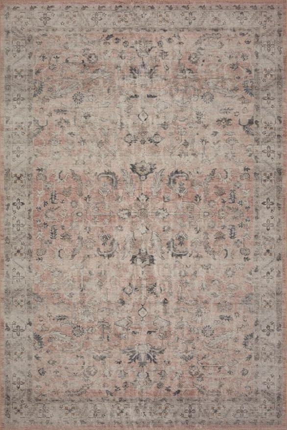 Loloi Hathaway Collection HTH-06 Blush/Multi 2'-0" x 5'-0", .25" Thick Accent Rug, Soft, Durable, Printed, Modern, Low Pile, Non-Shedding, Easy Clean, Living Room Rug