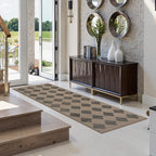 Lahome Checkered Washable 2x6 Brown Runners for Hallways Non Slip, Ultra-Thin Kitchen Bathroom Runner Rugs, Moroccan Trellis Throw Carpet Runner for Bedroom Entryway Decor (2'x6',Brown)