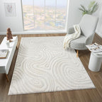 LUXE WEAVERS Geometric Swirl Cream 8x10 Area Rug High Low Modern Carpet