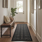 Area Rug Non Slip Machine Washable Ultra Soft Living Room/Bedroom/Kitchen/Outdoor/Classroom Black Grey, 2'×6'