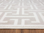 Abani Contemporary 3D Beige & White Modern Greek Key Pattern Area Rug - Geometric Meander 7'9" x 10'2" Arto Collection Neutral Rug Rugs