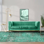 Abstract Green 5x7 Area Rug, Modern Teal Throw Rugs for Living Room, Washable Soft Large Non-Slip Accent Carpet Floor Mat for Dining Room Office Bedroom - Turquoise