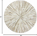 Faux Cowhide Round Area Rug | Non-Slip Leather Floor Carpet for Living Room, Bedroom, and Home Décor | Modern Stylish Accent Rug(Beige_7x7)