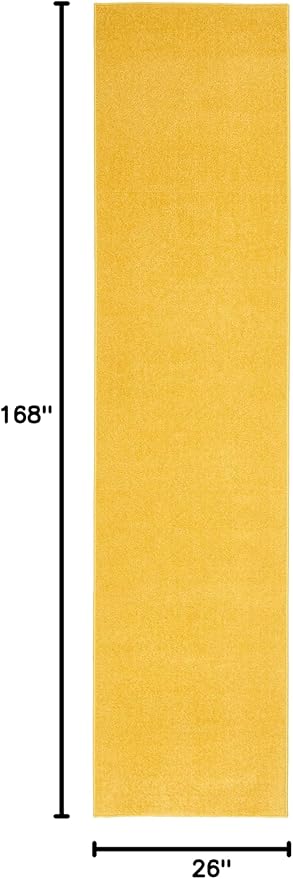 Nourison Home Nourison Essentials Yellow 2'2" x 14' Area Rug - Easy Clean, Non Shedding, Bed Room, Living Room, Dining Room, Kitchen (14' Runner)