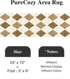 2x6 Runner Checkered Rug for Hallways Brown Washable Long Carpet Non-Slip Low Pile Boho Indoor Accent Throw Rug for Entrance Kitchen Bedroom Dining Laundry