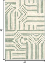 Washable 4x6 Area Rug - Boho Living Room Rug Soft Modern Rugs for Bedroom Ultra-Thin Sage Green Abstract Rainbow Dining Room Rugs Indoor Carpet for Living Room Nursery Room