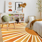 Lahome Boho Area Rug: 5'x7' Machine Washable & Non-Slip with Rainbow Sun Print for Living Room, Bedroom, Nursery, Entryway, Dining Room & Office Decor