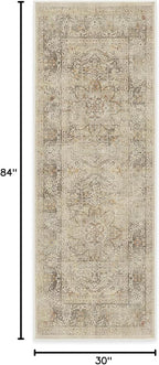 RUGGABLE Washable Vintage Runner Rug – Sarrah Hazel 2.5x7, Stain-Resistant, Non-Slip Hallway Runner – Machine Washable Rug for Hallway, Entryway, Living Room & Kitchen – with Standard Pad