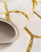 Unique Loom Glam Collection Area Rug - Trellis (7' 10" x 10' Oval, White Gold/ Gold)