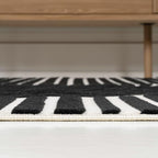 JONATHAN Y Hallie High-Low Curve Black/White 2x8 Indoor Runner Rug, Minimalist Geometric, Modern, Non-Shedding, Stain Resistant for Bedroom, Living Room, Kitchen (SCN100F-28)
