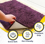 Muddy Mat® | Super Absorbent Door Mat Indoor, Microfiber Quick Dry Chenille Entryway Rug, Non-Slip Front Door Mat, Indoor Mats for Entryway, Machine Washable Pet Rug, Dark Purple 24"x60"