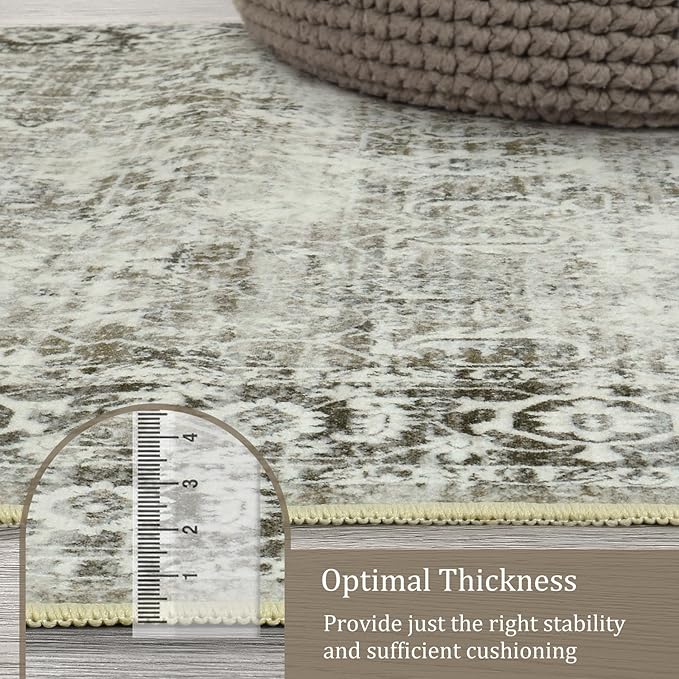 Morebes Vintage Long Bathroom Runner Rug, Washable Entryway Rugs Indoor Non Slip,Soft Distressed Doormat Indoor Entrance Throw Rug Kitchen Sink Mat Floor Carpet Runner, Brown