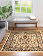 Rugs.com Yasmin Collection Rug – 8 Ft Square Ivory Medium Rug Perfect for Living Rooms, Kitchens, Entryways