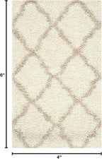 SAFAVIEH Dallas Shag Collection Accent Rug - 4' x 6', Ivory & Beige, Trellis Design, Non-Shedding & Easy Care, 1.5-inch Thick Ideal for High Traffic Areas in Entryway, Living Room, Bedroom (SGD257B)