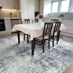 Area Rug for Living Room 10x14 - Extra Large Washable Neutral Modern Abstract Rugs, Soft Carpet with Non Slip Backing for Under Dining Room Table, Bedroom, Home, Office, Dorm - Indigo Gray