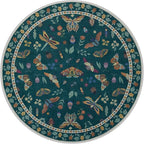Lahome Insect Washable Round Area Rug, Soft Round Rugs 6ft Ultra-Thin Non-Slip, Boho Large Circle Carpet for Bedroom Living Room Kitchen Nursery, Dark Green