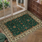 Tangsoo 2x3 Washable Rugs for Entryway, Small Area Vintage Floral Rug Non-Slip Soft Low Pile Rugs, Small Carpet Door Mat, Front Door Indoor Throw Rug for Entrance Kitchen Entry, Home Decor Green