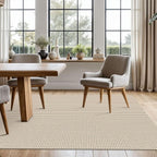 KOZYFLY Washable Area Rug 5x7 ft Rubber Backed Non Slip Rugs for Living Room Braided Cotton Bedroom Rug Woven Office Rugs Indoor Outdoor Floor Carpets for Dining Bedroom Living Room, Ivory/Khaki