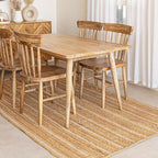 HOMEMONDE Natural Braided Jute Area Rug - 8'x10' Off White Stripe Eco Friendly Premium Fiber - Durable and Reversible Boho Farmhouse Decor Rugs for Living Room, Bedroom, Dinning Room, Kitchen, Office