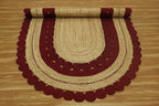 2.6x4 Flatweave Runner – Oval Kilim Jute Rug, 0.27" Thick, Solid Red Beige, Hand Braided Natural Jute, Handmade Boho Style for Indoor Outdoor Kitchen, Entryway