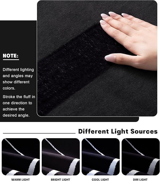 YIHOUSE Modern Washable Area Rug for Living Room Bedroom - Large Abstract Black and White Rug Non-Slip Ultra-Thin Home Decor (Dark Warping, 5'x7'ft)