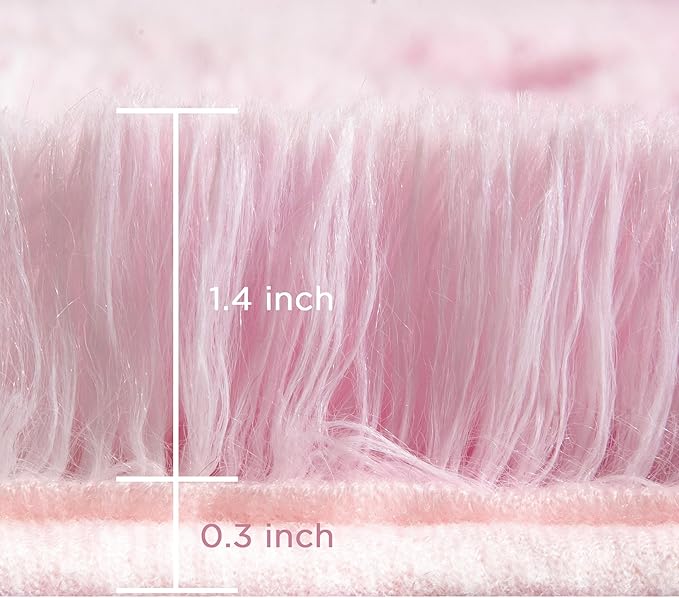 Andency 8x10 Area Rugs for Living Room, Non-Slip Fluffy Soft Large Shag Bedroom Carpet, Tie-Dyed White Pink Big Indoor Thick Nursery Rug for Kids Dorm Home Decor Aesthetic