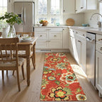 Lahome Floral Red Christmas Runner Rug 2x5, Washable Kitchen Hallway Runner Rug, Vintage Soft Christmas Throw Non-Slip Carpet for Entryway Living Room (2'x5', Red)
