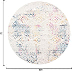 SAFAVIEH Tulum Collection Area Rug - 5' Round, Ivory & Blue, Moroccan Boho Tribal Design, Non-Shedding & Easy to Clean, Ideal for Living Room, Bedroom, Dining Space (TUL272C)