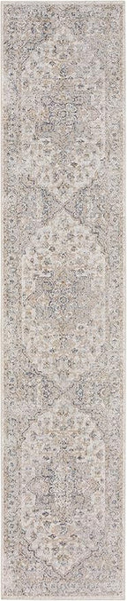 Nourison Home Astra Machine Washable Silver Grey 2'2" x 12' Area Rug - Easy Clean, Non Shedding, Bed Room, Living Room, Dining Room, Kitchen (12' Runner)