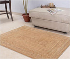Handwoven Jute Rug for Home Décor, Boho Reversible Braided Carpet, Ethnic Rectangular Area Mat for Indoor Outdoor Living Room or Bedroom (2x3 Ft)