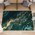 4x5 Abstract Marble Indoor Outdoor Rug - Emerald-Green-Marble Bedside Rug, Luxury Stone Pattern Washable Entry Way Rugs Kids Carpet for Inside House Playroom Living Room End Table Nursery