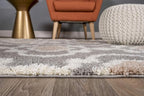 Rugshop Cozy Moroccan Trellis Indoor Shag Round Area Rug 6'6" Gray/Cream (6'6" Diameter)