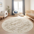 8x8 Brown Round Rug 8ft Living Room Circle Rug Vintage Round Area Rug Non Slip Indoor Carpet for Apartment