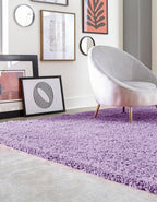 Unique Loom Solid Shag Collection Area Rug (8' Square, Lilac)