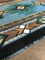 YHSF South West Native American Area Rug C318 - Easy Clean, Thick, Soft, Durable Native Tribal American Indian Inspired Rug for Bedroom/Living Room and More - Blue-Green, 3 Feet x 4 Feet 7 Inches