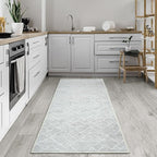 Bloom Rugs Washable Non-Slip 10 ft Runner - Gray/Pebble Striped Runner for Entryway, Hallway, Bathroom, and Kitchen - Exact Size: 2.5' x 10'
