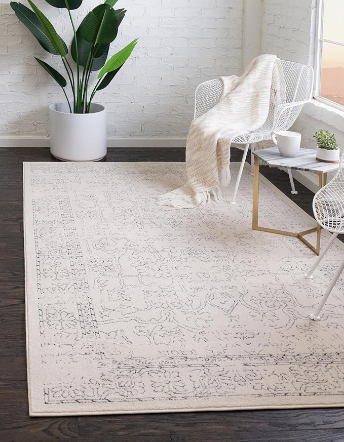 Unique Loom Isabella Collection Area Rug - Adjani (3' 3" x 5' 3" Rectangle, White/ Blue)