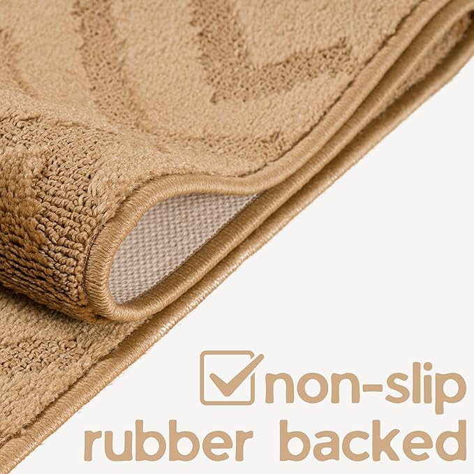 20ft Runner Rug by Custom Length - Gold Tan | Non-Slip Rubber Backed | Washable & Pet Friendly | Edge Bound
