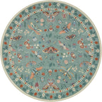 Lahome Insect Washable Round Rugs, Non-Slip Soft Round Rug 4ft Ultra-Thin, Small Boho Circle Carpet for Entryway Kitchen Bedroom Nursery Bathroom, Green
