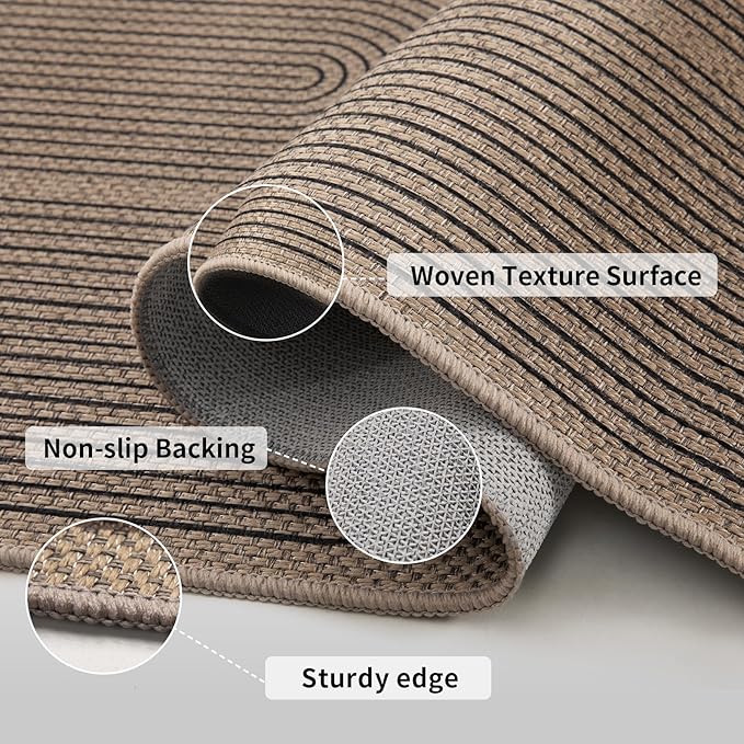 Tangsoo Rainbow Easy Jute Rug 2x4 Small Rugs for Entryway,Washable Thin Outdoor Door Mat, Non-Slip Indoor Floor Carpet Farmhouse Throw Mat for Kitchen Hallway Bedroom Front Porch