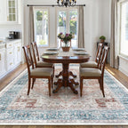 LIVEBOX 8x10 Washable Area Rug - Large Vintage Tribal Living Room Rug Oriental for Bedroom, Non-Slip Retro Medallion Carpet Print Distressed for Dining Room Guest Office