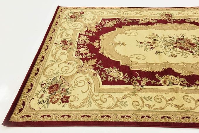 Unique Loom Versailles Collection Traditional Classic Floral Motif Area Rug (7' 0 x 10' 0 Rectangular, Burgundy/ Ivory)