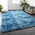 Shag Area Rug, 4 X 6 Tie-Dyed Plush Fuzzy Rugs for Living Room, Ultra Soft Fluffy Furry Rug for Bedroom, Indoor Carpet Nursery Rugs for Kids Room Home Decor, Bright Blue